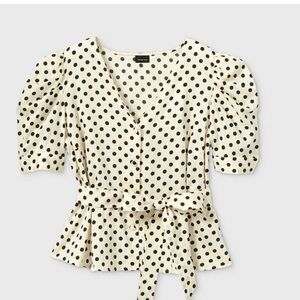 Polka Dot Puff Sleeve Blouse